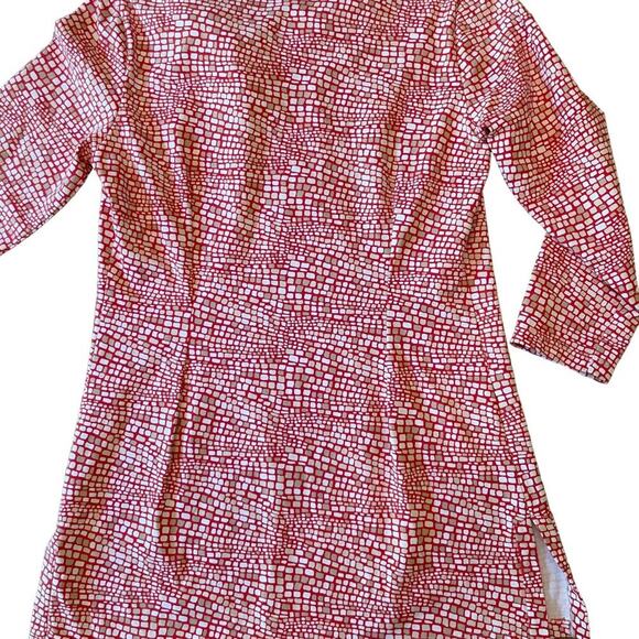 J.McLaughlin Geometric Print Tunic Top Red White Size Small 747E - Picture 9 of 9